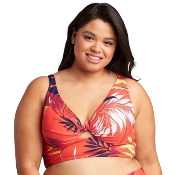 Lane Bryant Underwire Plunge Keyhole Swim Bikini Top 44DDD - Picture 1 of 3